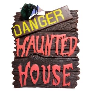 Vintgage Lighted Danger Haunted House Blow Mold Halloween Sign